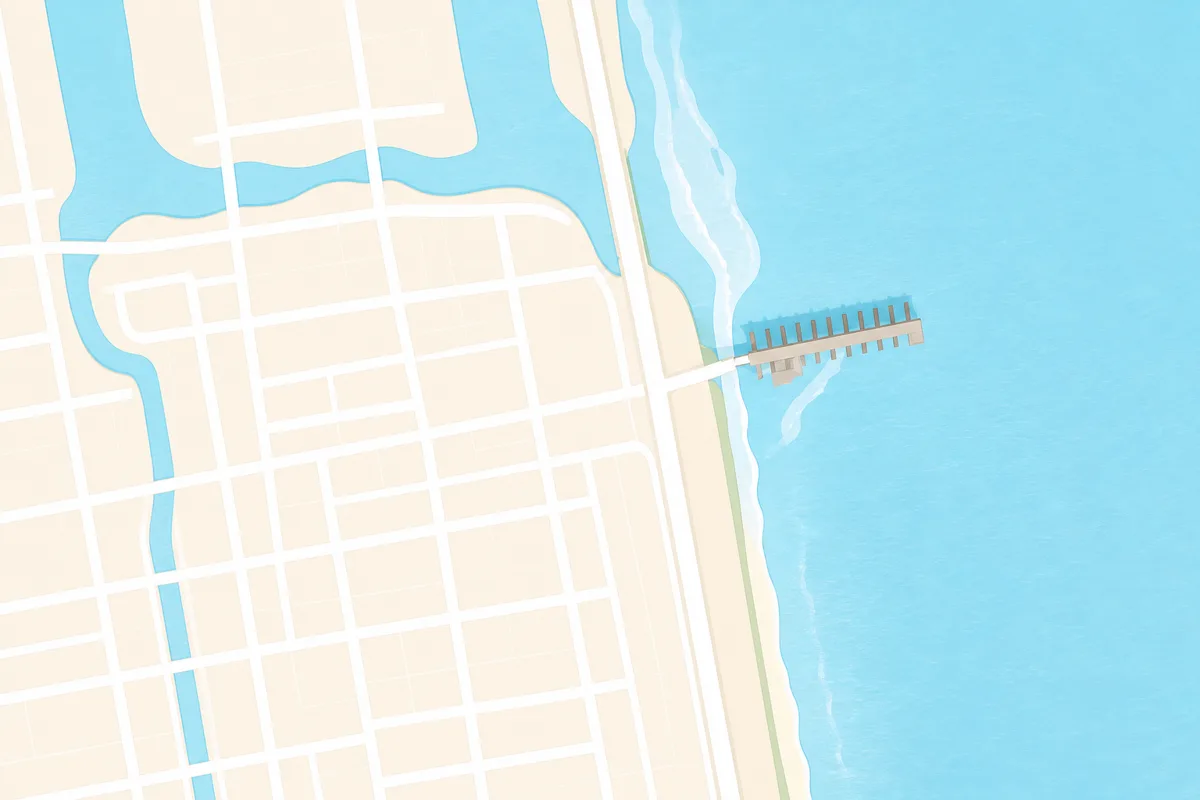 Illustrated map of Pompano Breeze near Pompano Beach and the ocean