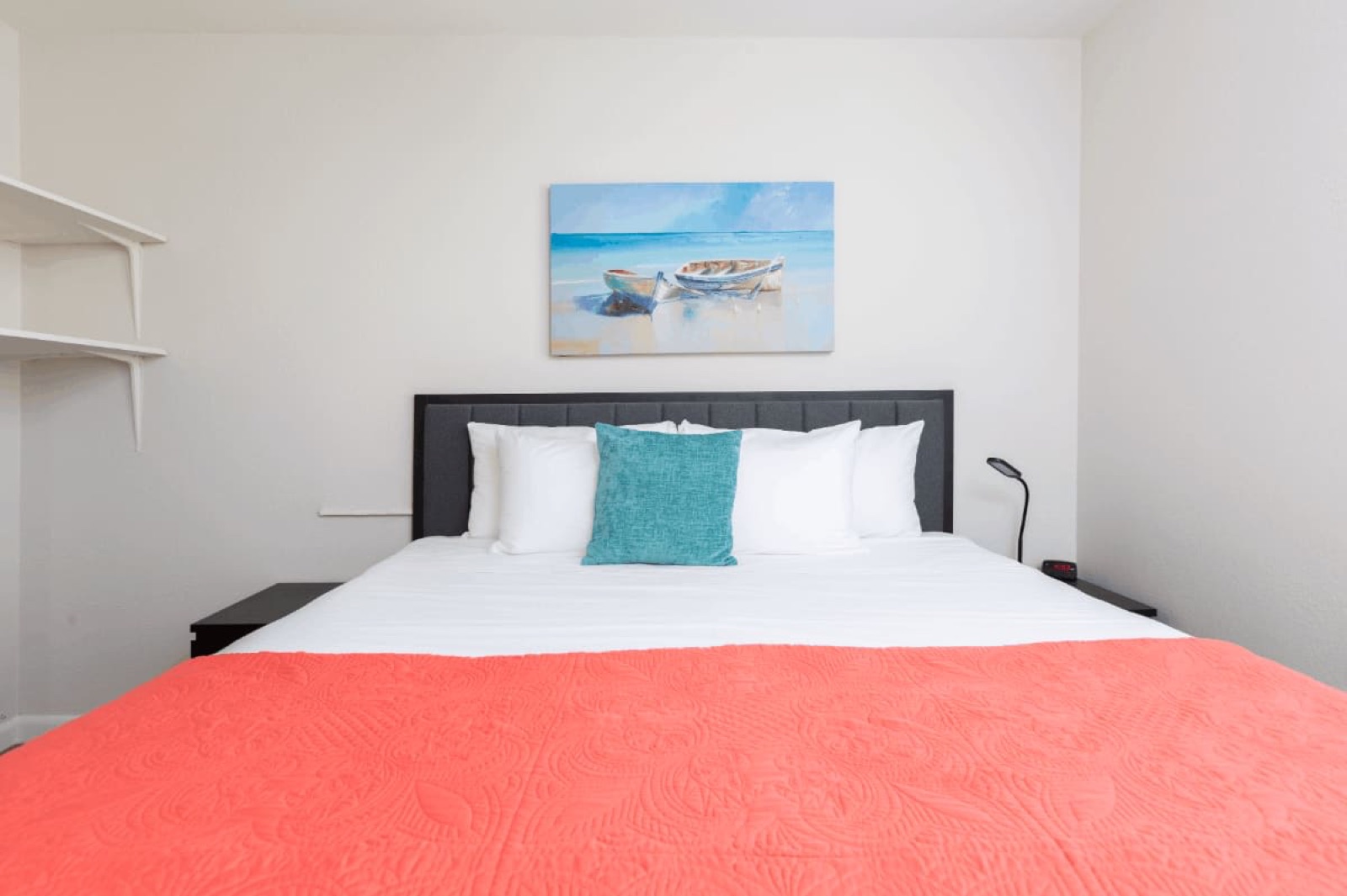 Bedroom with king bed and beach painting, Pompano Beach, FL
